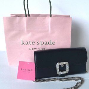Kate Spade Lovitt Buckle Leather Chain Wallet Evening Bag Crossbody
